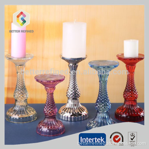hot selling colored glass pillar candle holders wholesale